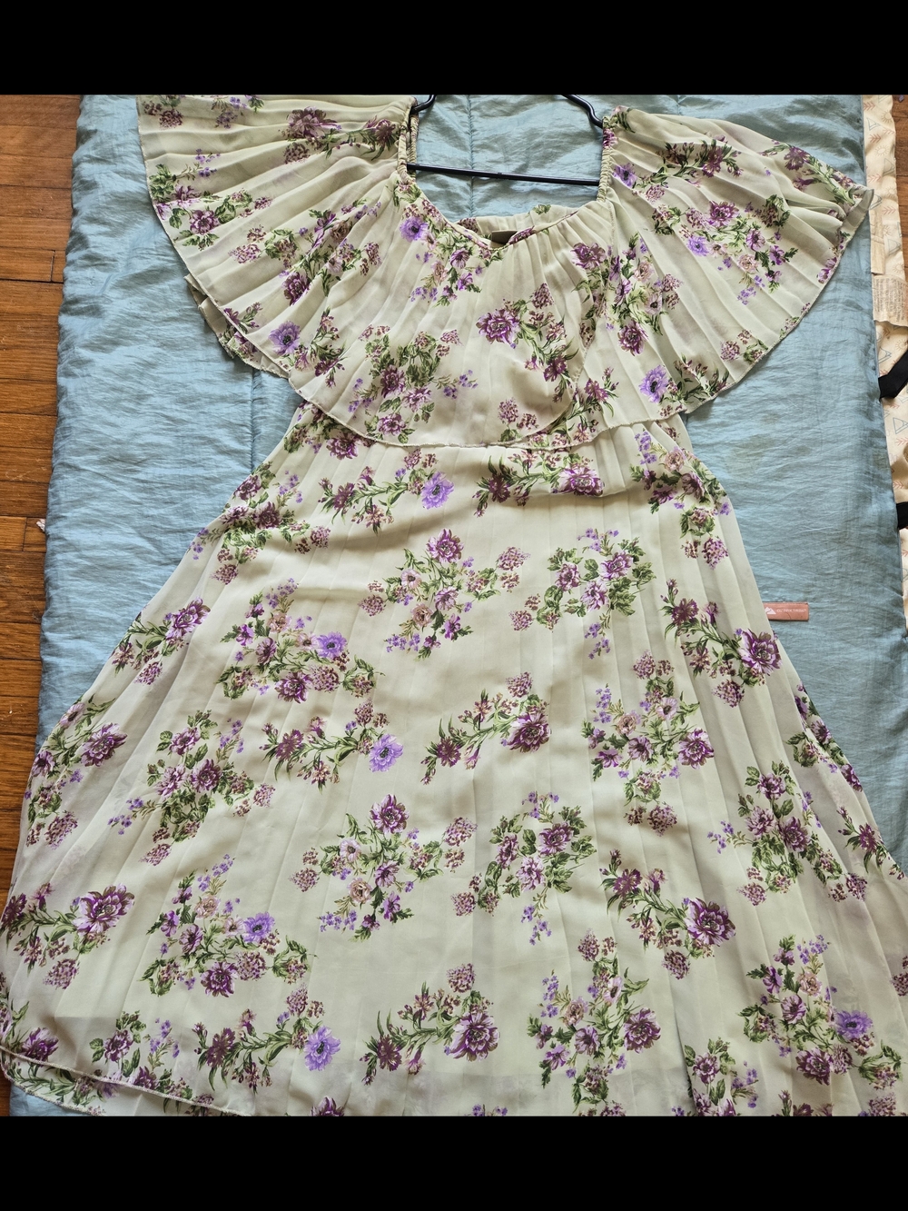 ASOS Sage Pleated Dress with Purple Floral Print